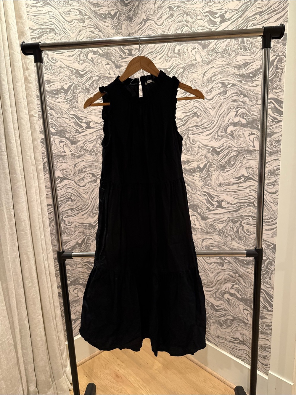J. Crew Black Sleeveless Tiered Maxi Dress